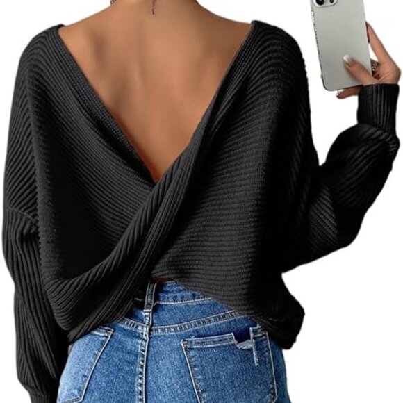 Sweaters - ***FREE WITH ANY PURCHASE**** WOMANS TRENDY BACK DROP SHOULDER SWEATER SZ L